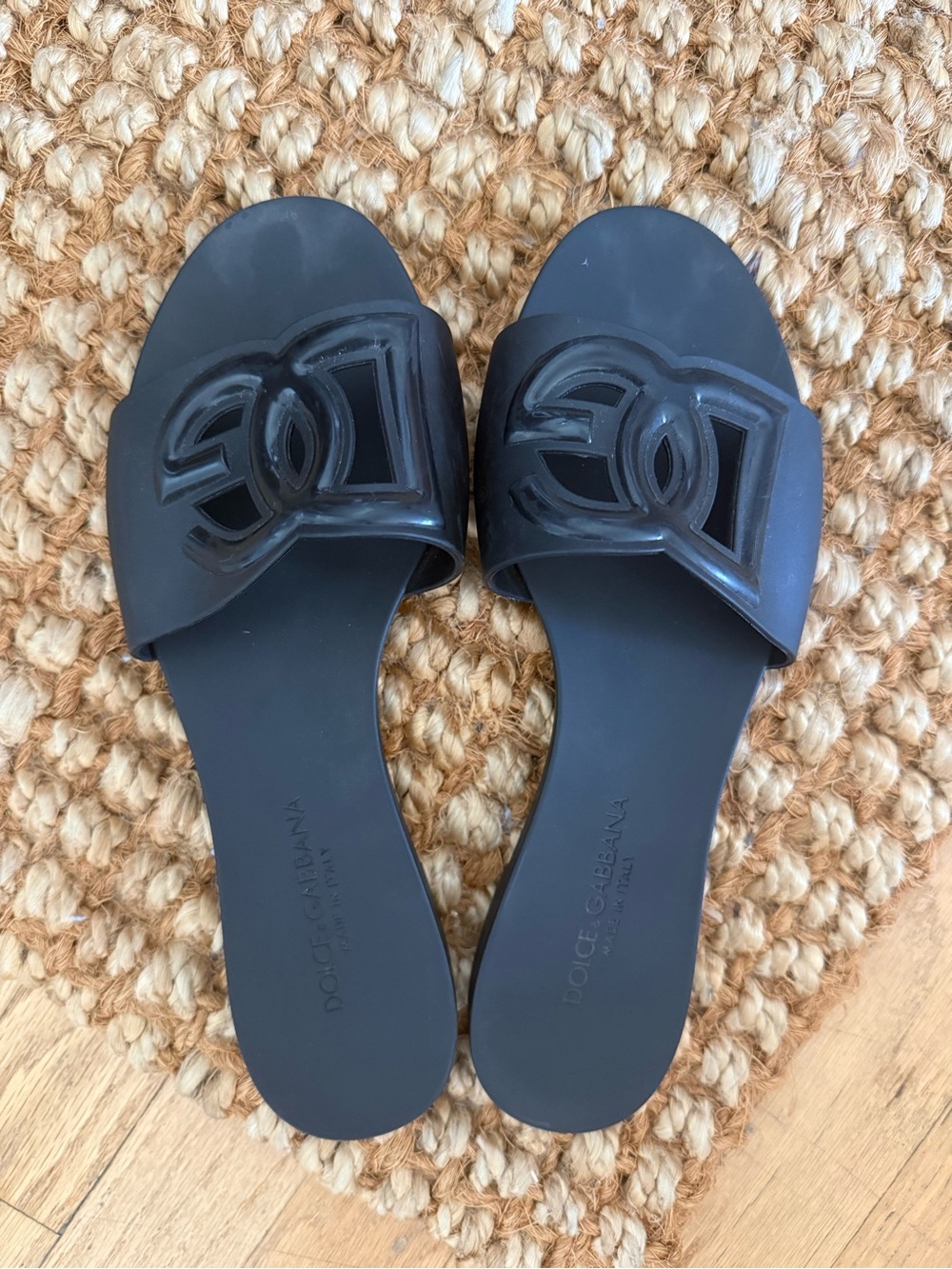 Dolce & Gabbana Black Logo Slide Sandals